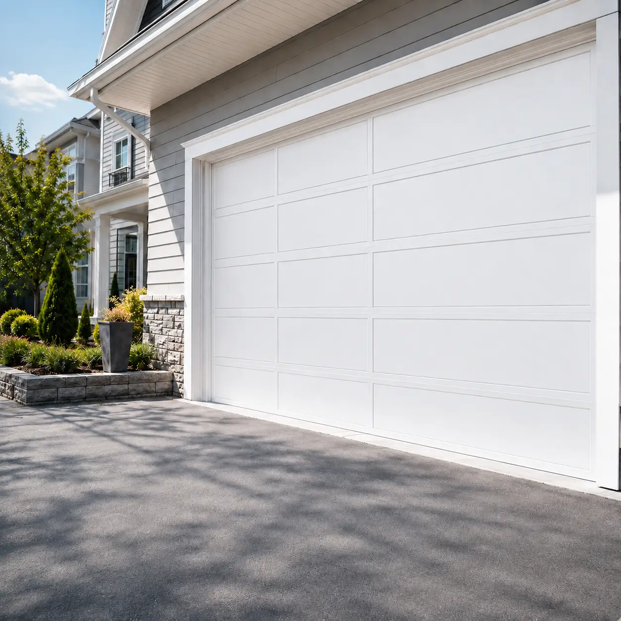 Completed residential garage door installation in Lawrence
