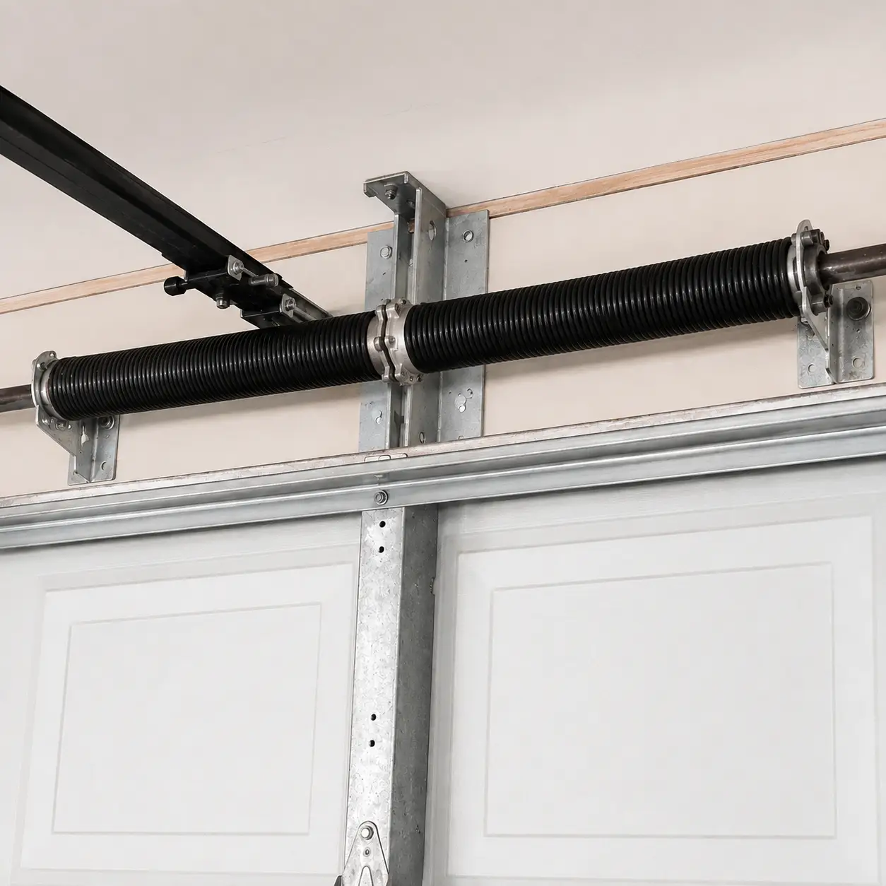 Garage door after professional spring replacement and balance service in Lawrence