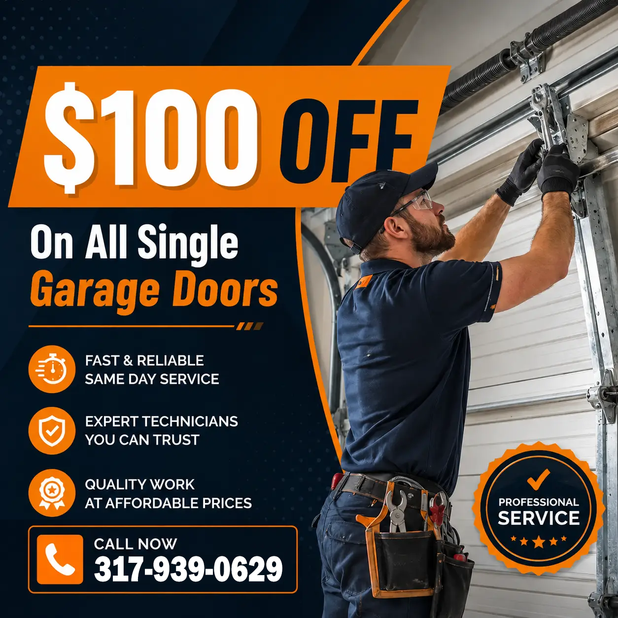 $100 off single garage door offer